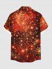 Chemise grande taille à imprimé 3D avec boutons et poche pour homme, motif feu d'artifice de Noël, toile d'araignée scintillante - Orange 4XL