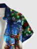 Chemise grande taille à imprimé sapin de Noël, Père Noël, élan, bonbons, flocons de neige, boutons et poche pour homme - Bleu Ciel M