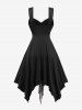 Robe débardeur asymétrique grande taille à imprimé floral cachemire et décolleté cache-cœur en dentelle torsadée - Noir 1X | US 14-16