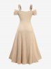 Robe grande taille à imprimé floral, bordure en dentelle, fronces, poches et épaules dénudées - Couleur du désert 3X | US 22-24