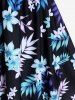 Plus Size Ombre Flower Leaf Print Keyhole Boyleg Tankini Swimsuit -  