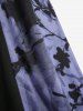 Tie Dye Flower Printed Ruched Lace Up Patchwork Handkerchief Cami Dress - Noir L