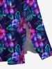 Plus Size Hibiscus Flowers Leaf Tropical Print Split Hawaii Midi Dress -  