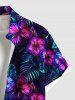 Chemise hawaïenne grande taille à imprimé tropical, fleurs d'hibiscus et feuilles, avec poches et boutons, pour homme - Noir M