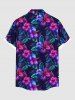 Chemise hawaïenne grande taille à imprimé tropical, fleurs d'hibiscus et feuilles, avec poches et boutons, pour homme - Noir S