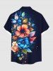 Chemise hawaïenne grande taille à imprimé fleurs, feuilles et papillons, avec poches et boutons pour homme - Vert S