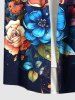 Chemise hawaïenne grande taille à imprimé fleurs, feuilles et papillons, avec poches et boutons pour homme - Vert S