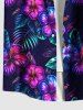 Chemise hawaïenne grande taille à imprimé tropical, fleurs d'hibiscus et feuilles, avec poches et boutons, pour homme - Noir 6XL