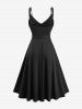 Robe trapèze unie grande taille décontractée avec ceinture amovible - Noir 5x | US 30-32