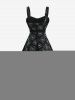 Robe asymétrique grande taille à imprimé rose floqué, coupe courte plus longue, avec ceinture amovible - Noir L | US 12