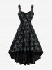 Robe asymétrique grande taille à imprimé rose floqué, coupe courte plus longue, avec ceinture amovible - Noir L | US 12