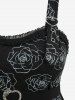 Plus Size Rose Flower Flocking High Low Asymmetric Dress with Removable Belt -  