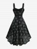 Robe asymétrique grande taille à imprimé rose floqué, coupe courte plus longue, avec ceinture amovible - Noir 5x | US 30-32