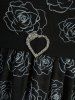 Robe asymétrique grande taille à imprimé rose floqué, coupe courte plus longue, avec ceinture amovible - Noir 5x | US 30-32