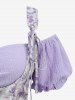 Gothic Plus Size Flower Printed Lace Up Corset Handkerchief Textured 2 in 1 Dress -  