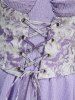Gothic Plus Size Flower Printed Lace Up Corset Handkerchief Textured 2 in 1 Dress -  