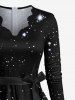 Christmas Tree Ball Star Galaxy Glitter 3D Print Plus Size Matching Outfit For Couples -  