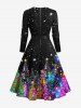 Christmas Tree Ball Star Galaxy Glitter 3D Print Plus Size Matching Outfit For Couples -  
