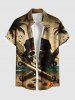 Coconut Tree Pirate Skull Fire Flame Boat Cruise Print Plus Size Matching Hawaii Beach Outfit For Couples -  