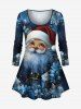 Christmas Santa Claus Flowers Galaxy Print Plus Size Matching Set -  
