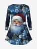 Christmas Santa Claus Flowers Galaxy Print Plus Size Matching Set -  