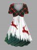 Christmas Tree Elk Print Plus Size Matching Outfit For Couples -  