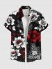 Ombre Flower Leaf Branch Print Plus Size Matching Hawaii Beach Outfit For Couples -  