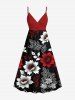 Ombre Flower Leaf Branch Print Plus Size Matching Hawaii Beach Outfit For Couples -  