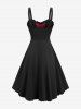 Flower Lace Jacquard Lace Up Ruffles A Line Dress -  