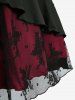 Flower Lace Jacquard Lace Up Ruffles A Line Dress -  