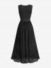 Robe débardeur texturée à volants et fronces, grande taille, avec ceinture à boucle - Noir 1X | US 14-16