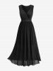 Robe débardeur texturée à volants et fronces, grande taille, avec ceinture à boucle - Noir 4X | US 26-28