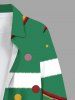 Chemise grande taille à boutons et poches, imprimé boules de Noël, rubans et blocs de couleurs, pour homme - Vert M
