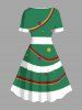 Robe vintage grande taille à imprimé colorblock et rubans de boules de Noël - Vert Jade L