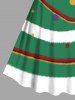 Robe vintage grande taille à imprimé colorblock et rubans de boules de Noël - Vert Jade L