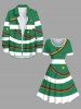 Robe vintage grande taille à imprimé colorblock et rubans de boules de Noël - Vert Jade L