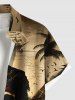 Plus Size Coconut Tree Pirate Skull Fire Flame Boat Cruise Print Buttons Pocket Hawaii Shirt For Men -  