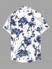Plus Size Flowers Leaf Ink Painting Print Buttons Pocket Hawaii Shirt For Men -  