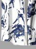 Plus Size Flowers Leaf Ink Painting Print Buttons Pocket Hawaii Shirt For Men -  