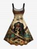 Robe débardeur hawaïenne grande taille à imprimé cocotier, pirate, crâne, feu, flamme, bateau, croisière - Bronze S