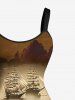 Robe débardeur hawaïenne grande taille à imprimé cocotier, pirate, crâne, feu, flamme, bateau, croisière - Bronze S