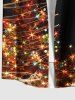 Plus Size Christmas Tree Light Glitter 3D Print Buttons Pocket Shirt For Men -  