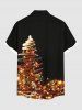 Chemise grande taille à boutons et poches pour homme, motif sapin de Noël lumineux et scintillant, imprimé 3D - Noir 5XL