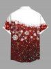 Plus Size Christmas Snowflake Tassel Colorblock Glitter 3D Print Buttons Pocket Shirt For Men -  
