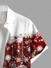 Plus Size Christmas Snowflake Tassel Colorblock Glitter 3D Print Buttons Pocket Shirt For Men -  
