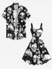 Plus Size Skulls Bowknot Heart Flowers Print Tank Dress -  