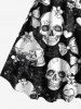 Plus Size Skulls Bowknot Heart Flowers Print Tank Dress -  