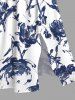 Plus Size Flowers Leaf Ink Painting Print Split Hawaii Midi Dress -  