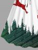 Plus Size Christmas Tree Elk Plaid Print Cinched A Line Dress -  
