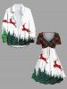 Plus Size Christmas Tree Elk Plaid Print Cinched A Line Dress -  